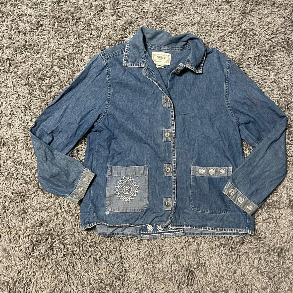 Vintage 90s Cottage Core Denim Button Up Size S by Trantrums